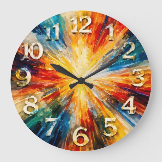 Strahlender Moment — Expressiver Abstract Große Wanduhr (Vorderseite)