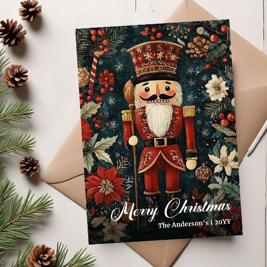 Strahlender nostalgischer Weihnachtsnussknacker dr Feiertagskarte