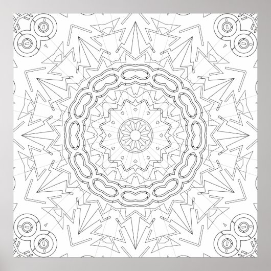 Strahlender Pfeilstern Mandala Malvorlage Kunst Poster (Vorne)