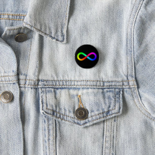 Strahlender Regenbogen Autism Awareness Unendliche Button