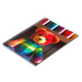 Strahlender Regenbogen-Teddybär Notizblock (Linke Seite)