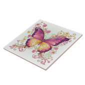 Strahlender Schmetterling Blumenmuster#4 Magenta I Fliese (Seite)