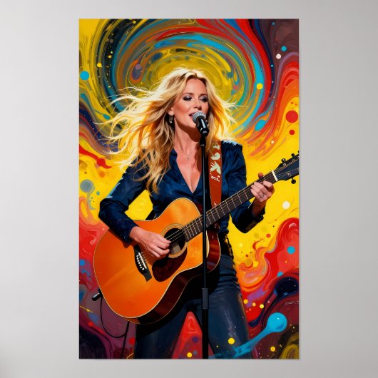 Strahlender Songbird im psychedelischen Farbposter Poster (Vorne)