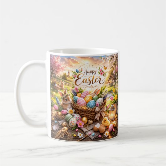Strahlender Sonnenaufgang Frohe Ostern Kaffeetasse (Links)