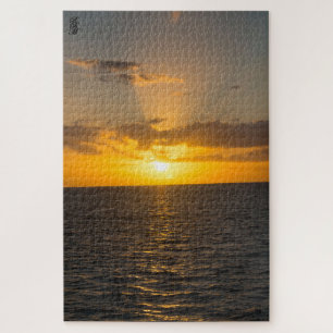 Strahlender Sonnenuntergang über dem Ozean Puzzle
