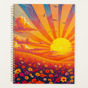 Strahlender Sonnenuntergang über weißer Landschaft Planer