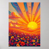 Strahlender Sonnenuntergang über weißer Landschaft Poster (Vorne)