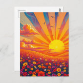 Strahlender Sonnenuntergang über weißer Landschaft Postkarte (Vorne/Hinten)