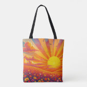 Strahlender Sonnenuntergang über weißer Landschaft Tasche (Rückseite)