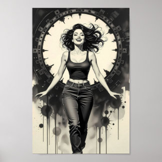 Strahlender Straßen-Glamour-Monochrom-Poster Poster