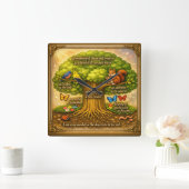 Strahlender Visionenbaum Quadratische Wanduhr (Zuhause)
