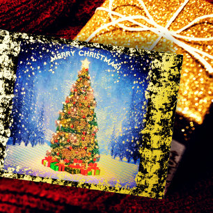 Strahlender Weihnachtsbaum Folien Feiertagspostkarte