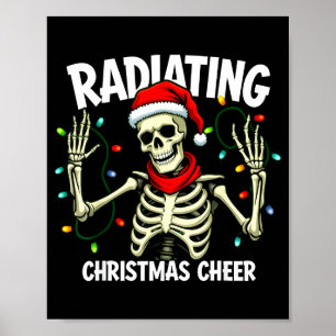 Strahlender Weihnachtsmann-Skelett-Weihnachtslicht Poster