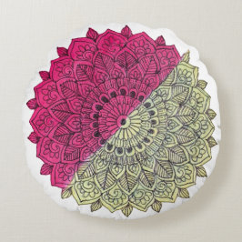 Strahlendes florales Mandala-Kissen Rundes Kissen