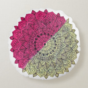 Strahlendes florales Mandala-Kissen Rundes Kissen