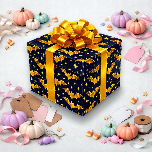 Strahlendes Goldfledermaus-Muster  Geschenkpapier