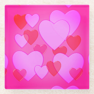 Strahlendes Herz rosa Valentinstag Glasuntersetzer