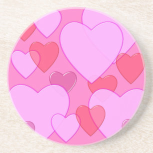 Strahlendes Herz Valentins-Hintergrund rosa Sandstein Untersetzer