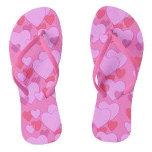 Strahlendes Herz Valentinstag Hintergrund rosa Badesandalen