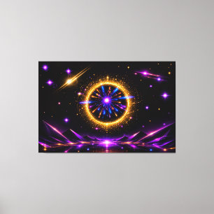 Strahlendes kosmisches Portal   Neon-Galaxie auf g Leinwanddruck