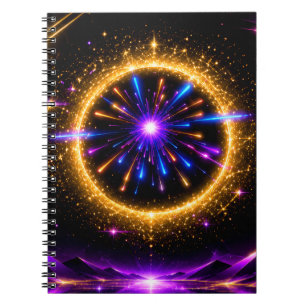 Strahlendes Kosmisches Portal   Neon-Galaxie Gestr Notizblock