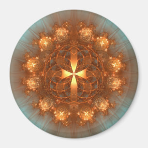 Strahlendes Kreuz-Mandala Magnet