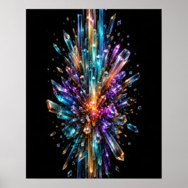Strahlendes Kristall-Burst 3D-Abstraktes Poster