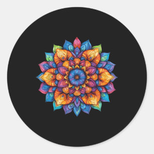 Strahlendes Lotus-Mandala-Festival Yoga  Runder Aufkleber