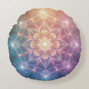 Strahlendes Lotus-Mandala-Meditationskissen Rundes Kissen