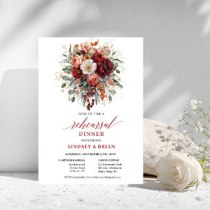 Strahlendes Marsala Herbst Floral Probedinner  Einladung