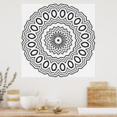 Strahlendes oval Mandala Malvorlage Muster Kunst Poster (Küche)