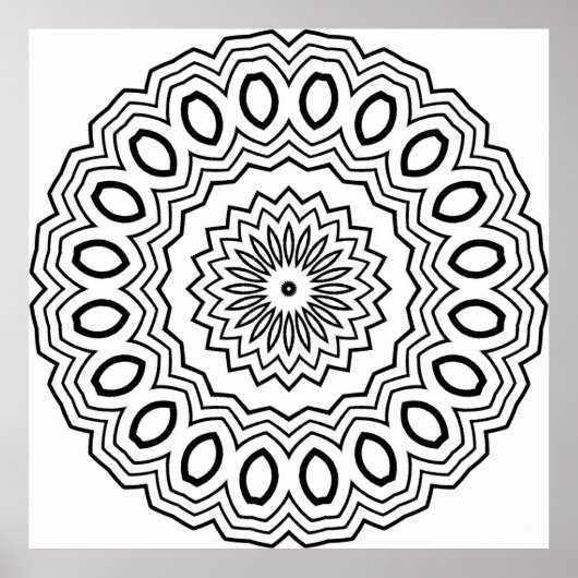 Strahlendes oval Mandala Malvorlage Muster Kunst Poster (Vorne)