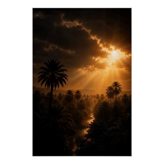 Strahlendes Palmenhain Chiaroscuro Poster (Vorderseite)