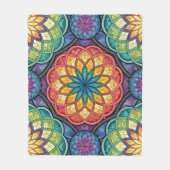 Strahlendes Regenbogen-Mandala-Mosaik – Buntglas Fleecedecke (Vorderseite)