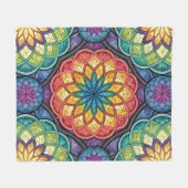 Strahlendes Regenbogen-Mandala-Mosaik – Buntglas Fleecedecke (Vorderseite (Horizontal))