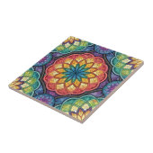 Strahlendes Regenbogen-Mandala-Mosaik – Glasmalere Fliese (Seite)