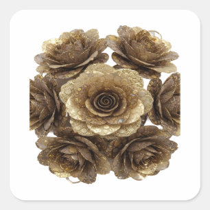 Strahlendes Silber GOLDENE ROSEN Aufkleber Design