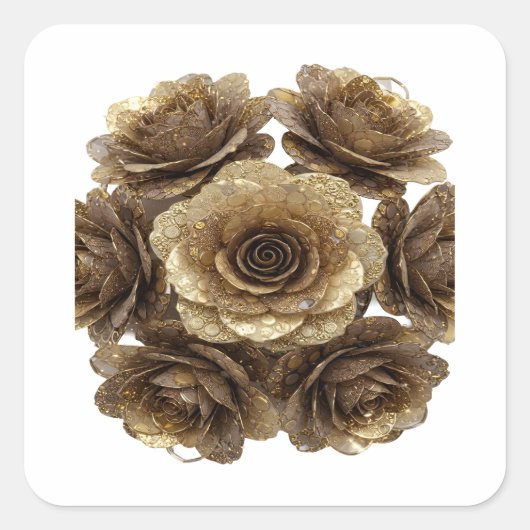 Strahlendes Silber GOLDENE ROSEN Aufkleber Design (Vorderseite)