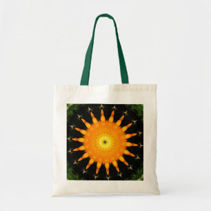 Strahlendes Sonnen-Mandala-Kaleidoskop-Kunstwerk Tragetasche