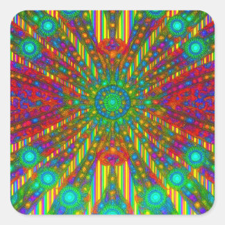 Strahlendes Spektrum-Burst-Kaleidoskop-Aufkleber Quadratischer Aufkleber