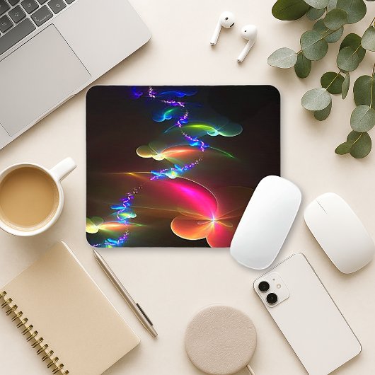 Strahlendes Spiral-Mauspad · Farbige fraktale Kuns Mousepad