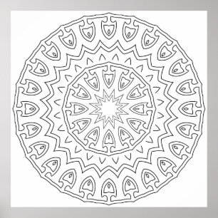 Strahlendes Stammes-Blütenblatt-Mandala mit Sternk Poster