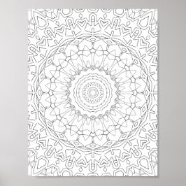 Strahlendes Sternen-Blütenblatt-Mandala-Design Poster