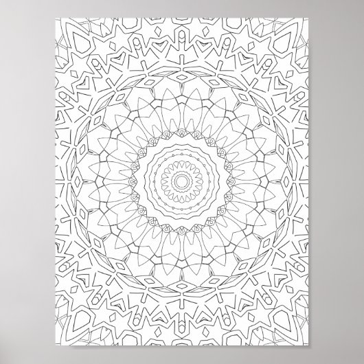 Strahlendes Sternen-Blütenblatt-Mandala-Design Poster (Vorne)