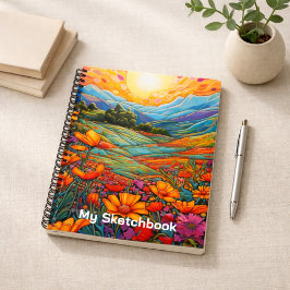 Strahlendes Wildblumental Kunstskizzenbuch Notizblock