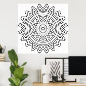 Strahlenförmiges Sternen-Mandala mit tribaler Geom Poster (Heimbüro)