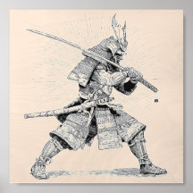 Strahlenkämpfer-Samurai Schwarze Tintenillustratio