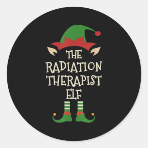 Strahlentherapeut Elf Familie Weihnachten passend Runder Aufkleber