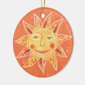 Strahln-Spiellächelnde orange Sun-Kunst Keramik Ornament (Links)