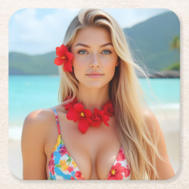 Strahlung am Meer: Helenas Inselmoment Rechteckiger Pappuntersetzer